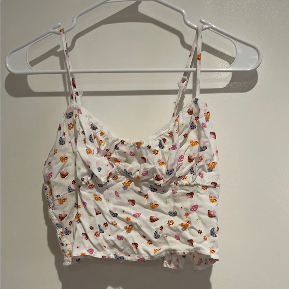 La Hearts Orange Brown Ruched Crop Camisole